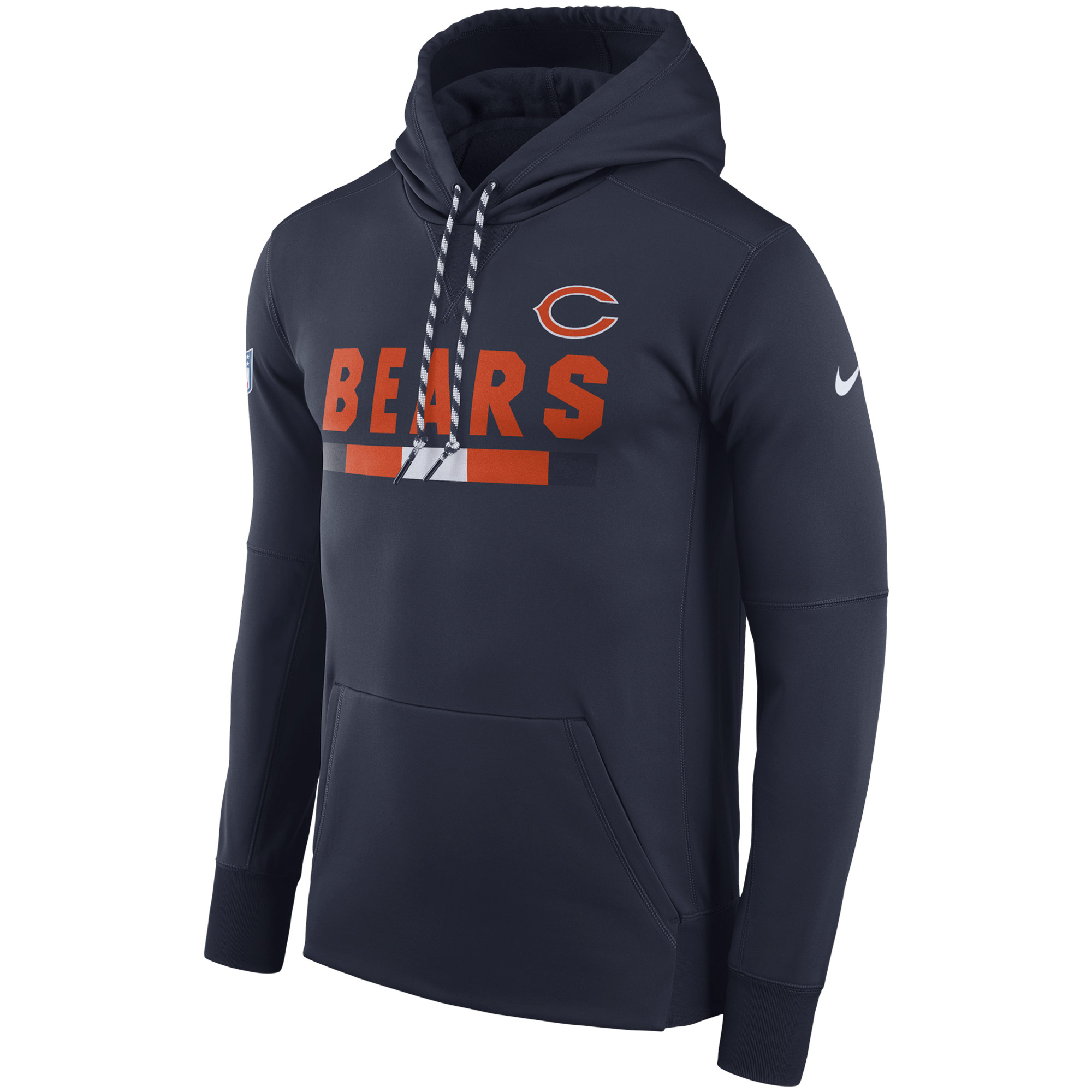 NFL Men Chicago Bears Nike Navy Sideline ThermaFit Performance PO Hoodie->new york jets->NFL Jersey